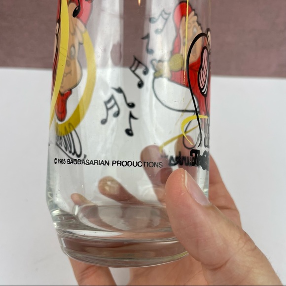 Vintage Alvin And The Chipmunks 1985 Drinking Glass Clear Red Yellow - Picture 5 of 7